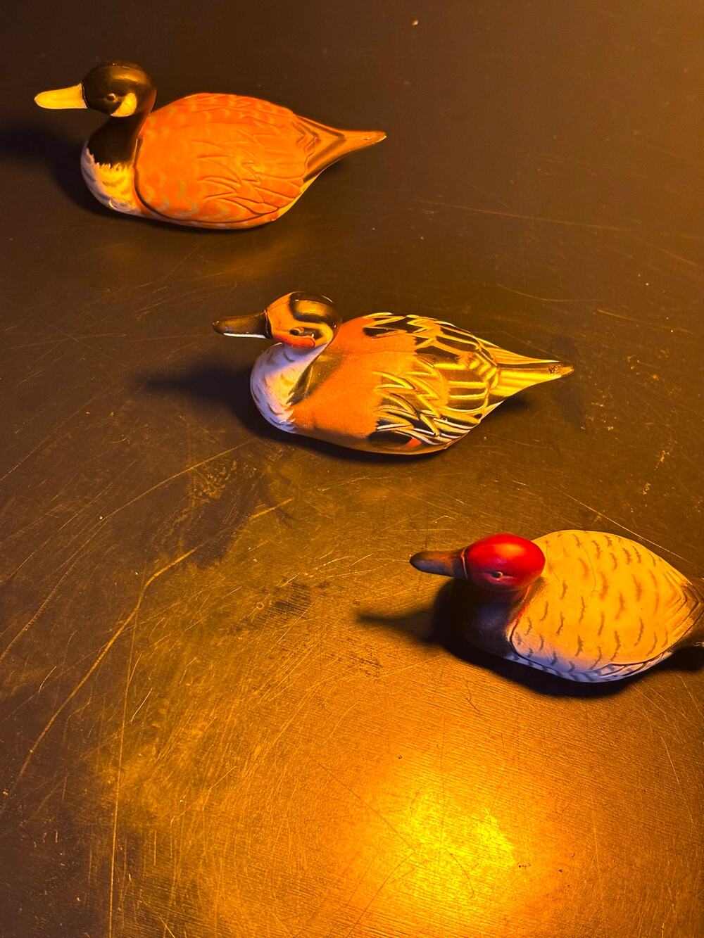 Enesco Vintage 1980s Set of 3 Mallard Duck Decoy Figurines 3.5"